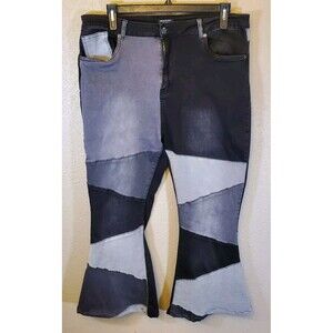 American Bazi Women's Patchwork Bell Bottom Jeans Y2K Size 2XL